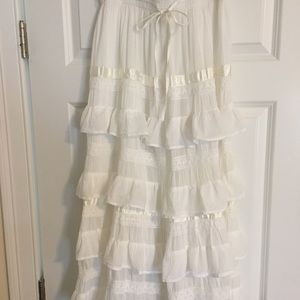 Cotton and lace full length skirt